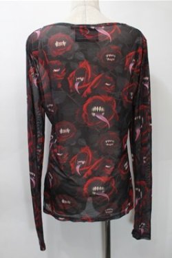 画像2: KILL STAR / プリントメッシュトップス S 黒x赤 S-25-10-31-060-SL-TO-HR-ZS