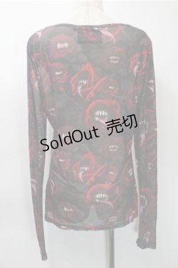 画像2: KILL STAR / プリントメッシュトップス S 黒ｘ赤 S-25-10-31-060-SL-TO-HR-ZS