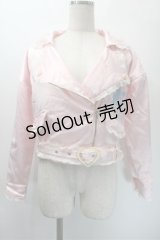 Swankiss / Poodollサテンジャケット  ピンク S-25-10-31-022-CA-BL-HR-ZS
