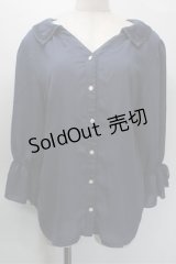 axes femme / 後ろ切替スキッパーシャツ  紺 S-25-10-31-026-AX-BL-HR-ZS