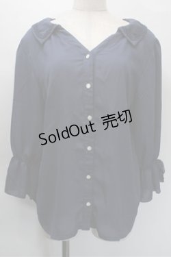 画像1: axes femme / 後ろ切替スキッパーシャツ  紺 S-25-10-31-026-AX-BL-HR-ZS