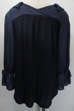 画像2: axes femme / 後ろ切替スキッパーシャツ  紺 S-25-10-31-026-AX-BL-HR-ZS