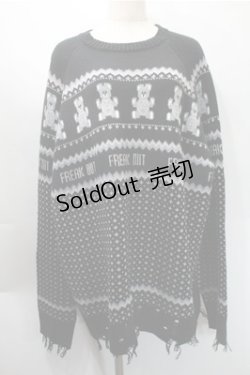 画像1: Candy Stripper / ANARCHY BEAR NORDICニット  黒 S-25-10-31-028-PU-TO-AS-ZS