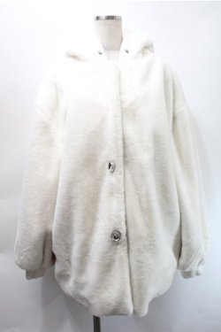 画像1: Ank Rouge / ビジューボタンうさみみファーコート  白 S-25-10-31-032-CA-CO-HR-ZS