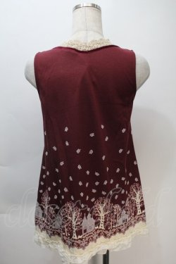 画像2: axes femme / プリントノースリーブカットソー  ワイン S-25-11-02-040-AX-TO-HR-ZS