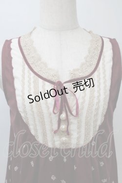 画像3: axes femme / プリントノースリーブカットソー  ワイン S-25-11-02-040-AX-TO-HR-ZS