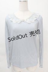 axes femme / レース襟プルオーバー  サックス S-25-11-02-042-AX-TO-HR-ZS