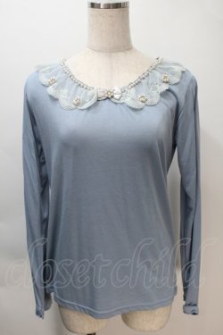 画像1: axes femme / レース襟プルオーバー  サックス S-25-11-02-042-AX-TO-HR-ZS