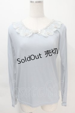 画像1: axes femme / レース襟プルオーバー  サックス S-25-11-02-042-AX-TO-HR-ZS