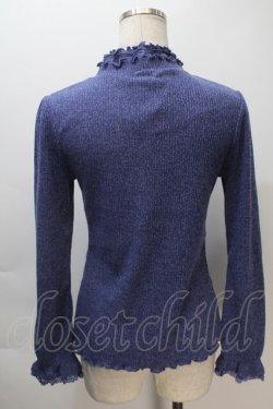 画像2: axes femme / ビジューハイネックリブトップス  ブルー S-25-11-02-043-AX-TO-HR-ZS