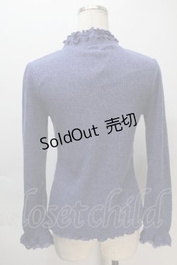 画像2: axes femme / ビジューハイネックリブトップス  ブルー S-25-11-02-043-AX-TO-HR-ZS