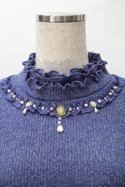 画像3: axes femme / ビジューハイネックリブトップス  ブルー S-25-11-02-043-AX-TO-HR-ZS