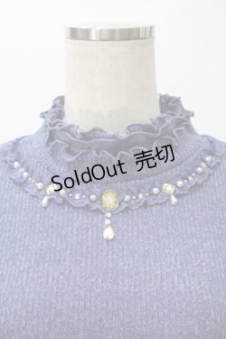 画像3: axes femme / ビジューハイネックリブトップス  ブルー S-25-11-02-043-AX-TO-HR-ZS