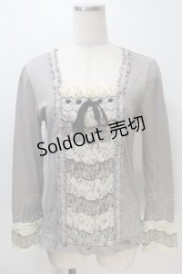 axes femme / 巻きバラレースプルオーバー  グレー S-25-11-02-045-AX-TO-HR-ZS