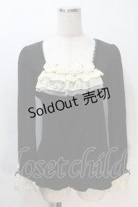 axes femme / シフォン巻きバラ付きプルオーバー  黒 S-25-11-02-047-AX-TO-HR-ZS