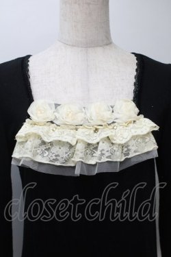 画像3: axes femme / シフォン巻きバラ付きプルオーバー  黒 S-25-11-02-047-AX-TO-HR-ZS