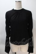 axes femme / フレアスリーブシアートップス  黒 S-25-11-02-048-AX-TO-HR-ZS