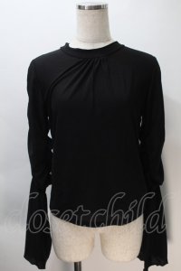 axes femme / フレアスリーブシアートップス  黒 S-25-11-02-048-AX-TO-HR-ZS