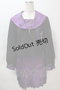 BLOOD SUPPLY（海外ブランド） / セーラージャケット+プリーツスカート  黒ｘ紫 S-25-11-02-051-GO-TO-HR-ZS