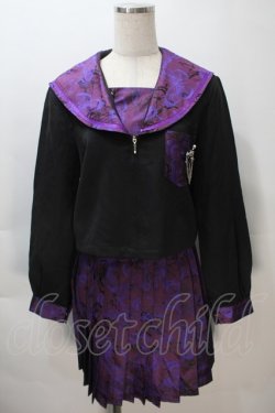 画像1: BLOOD SUPPLY（海外ブランド） / セーラージャケット+プリーツスカート  黒ｘ紫 S-25-11-02-051-GO-TO-HR-ZS