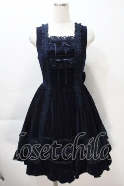 画像1: BABY,THE STARS SHINE BRIGHT / 別珍レースフリルジャンパースカート  紺 S-25-11-02-054-BA-OP-AS-ZS