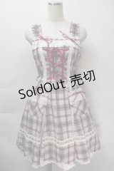 BABY,THE STARS SHINE BRIGHT / 裾スカラップタータンチェックジャンパースカート＆リボンコームセット  ピンク S-25-11-02-059-BA-OP-AS-ZS
