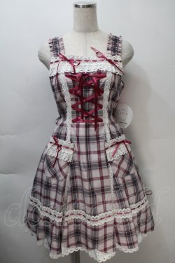 画像1: BABY,THE STARS SHINE BRIGHT / 裾スカラップタータンチェックジャンパースカート＆リボンコームセット  ピンク S-25-11-02-059-BA-OP-AS-ZS
