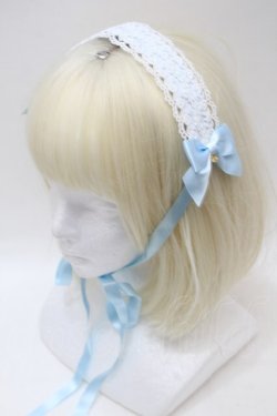 画像1: BABY,THE STARS SHINE BRIGHT / お花レースの小さなリボンヘッドドレス  サックス S-25-11-02-011-BA-AC-AS-ZS