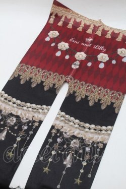 画像1: LOLITA / 猫柄タイツ  赤ｘ黒 S-25-11-02-002-LO-ZA-HR-ZS