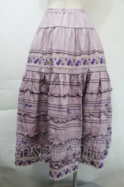 画像2: PINK HOUSE / ヴァイオレット刺繍スカート  ラベンダー S-25-11-03-050-LO-SK-AS-ZS