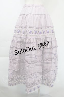 画像2: PINK HOUSE / ヴァイオレット刺繍スカート  ラベンダー S-25-11-03-050-LO-SK-AS-ZS
