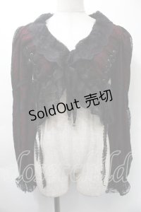 Qutie Frash / 蜘蛛の巣レース レースアップボレロ  レッド×ブラック S-25-11-03-007-QU-TO-IG-ZS