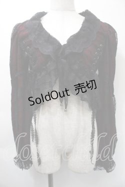 画像1: Qutie Frash / 蜘蛛の巣レース レースアップボレロ  レッド×ブラック S-25-11-03-007-QU-TO-IG-ZS