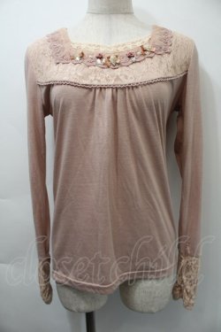 画像1: axes femme / 胸元ビジュー付きプルオーバー  ピンク S-25-11-03-010-AX-TO-HR-ZS