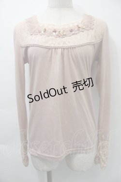 画像1: axes femme / 胸元ビジュー付きプルオーバー  ピンク S-25-11-03-010-AX-TO-HR-ZS