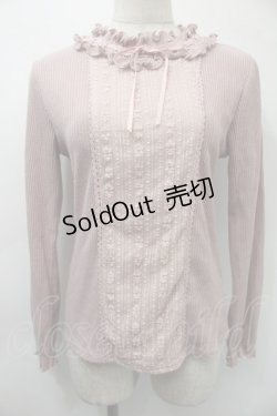 画像1: axes femme / レースリブニットトップス  ピンク S-25-11-03-012-AX-TO-HR-ZS