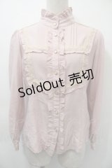 axes femme / 立ち襟フリルブラウス  ピンク S-25-11-03-013-AX-BL-HR-ZS