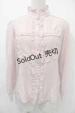 画像1: axes femme / 立ち襟フリルブラウス  ピンク S-25-11-03-013-AX-BL-HR-ZS