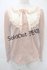 axes femme / フロントレース&レース襟カットソー  オレンジ S-25-11-03-019-AX-TO-HR-ZS