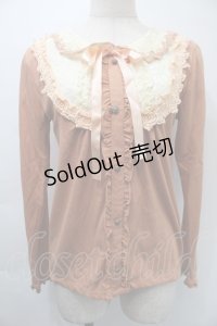 axes femme / フロントレース&レース襟カットソー  オレンジ S-25-11-03-019-AX-TO-HR-ZS