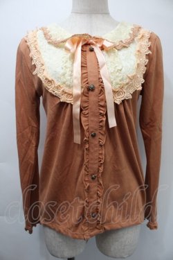 画像1: axes femme / フロントレース&レース襟カットソー  オレンジ S-25-11-03-019-AX-TO-HR-ZS