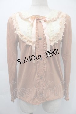 画像1: axes femme / フロントレース&レース襟カットソー  オレンジ S-25-11-03-019-AX-TO-HR-ZS