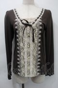 axes femme / はしごリボンレースプルオーバー  ブラウン S-25-11-03-020-AX-TO-HR-ZS