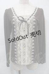 axes femme / はしごリボンレースプルオーバー  ブラウン S-25-11-03-020-AX-TO-HR-ZS