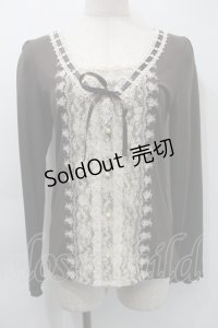 axes femme / はしごリボンレースプルオーバー  ブラウン S-25-11-03-020-AX-TO-HR-ZS