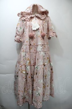 画像1: PINK HOUSE / クッキーラビッツプリントフード付きミディワンピース  ピンク S-25-11-03-026-LO-OP-AS-ZS
