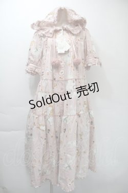 画像1: PINK HOUSE / クッキーラビッツプリントフード付きミディワンピース  ピンク S-25-11-03-026-LO-OP-AS-ZS