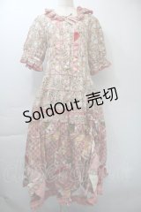 PINK HOUSE / White Cloverプリントパッチワークワンピース  ピンク S-25-11-03-028-LO-OP-AS-ZS