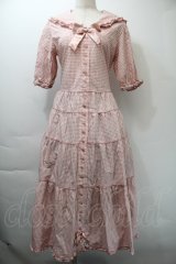 PINK HOUSE / セーラーカラーギンガムチェックミディワンピース  ピンク S-25-11-03-029-LO-OP-AS-ZS