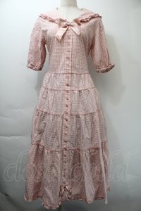 PINK HOUSE / セーラーカラーギンガムチェックミディワンピース  ピンク S-25-11-03-029-LO-OP-AS-ZS